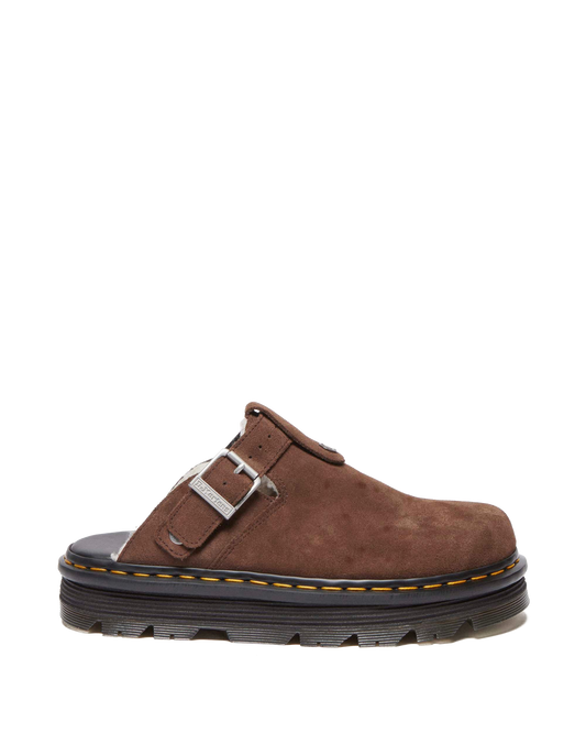 Zebzag Suede Slingback Platform Mule in Dark Brown