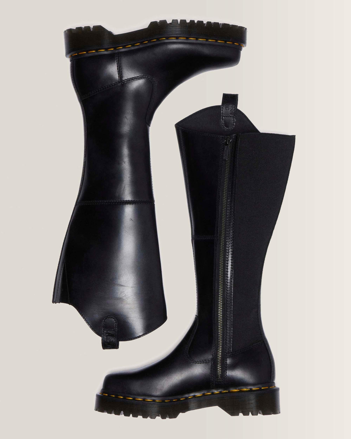 Amaayah Knee High Leather Boots in Black