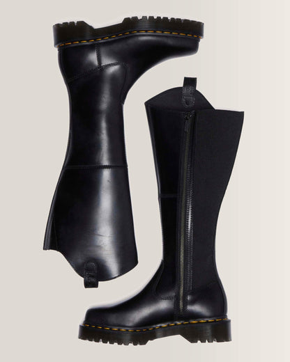 Amaayah Knee High Leather Boots in Black