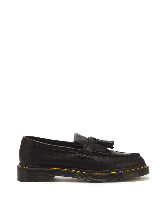 Adrian Yellow Stitch Ambassador Leather Loafers in Black