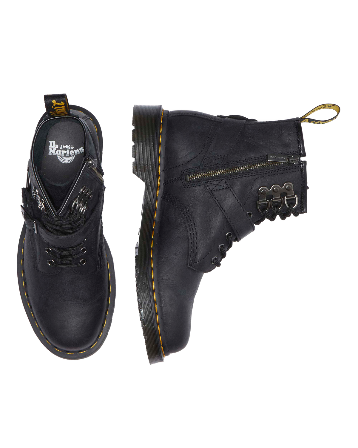 1460 Hardware Antique Leather Lace Up Boots in Black