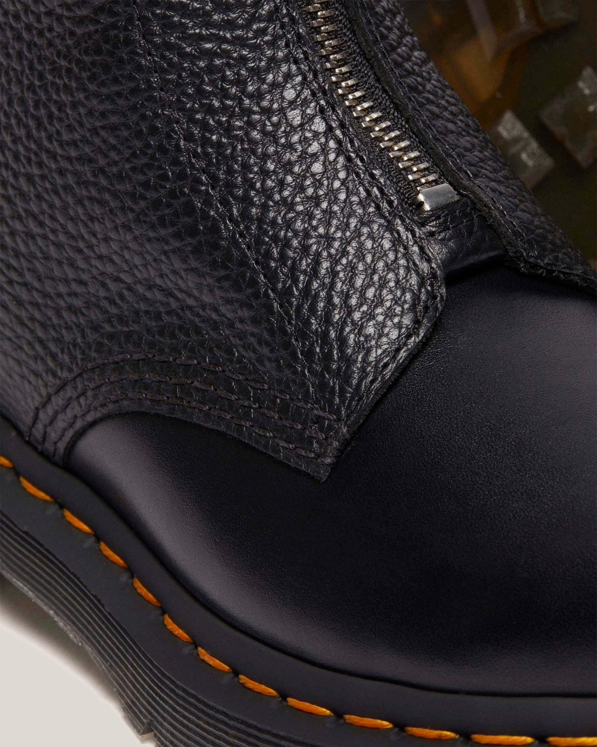 1460  Front Zip Leather Lace Up Boots in Black