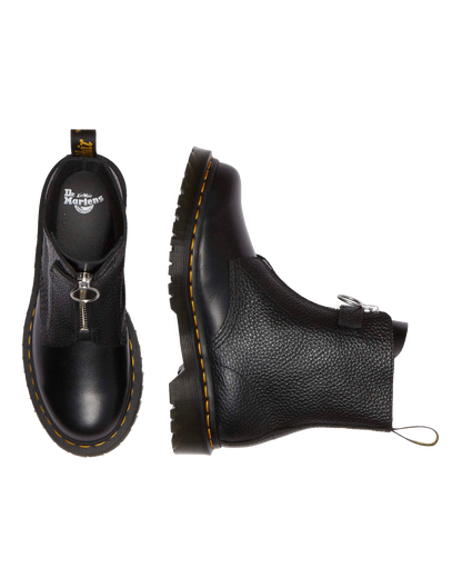 1460  Front Zip Leather Lace Up Boots in Black