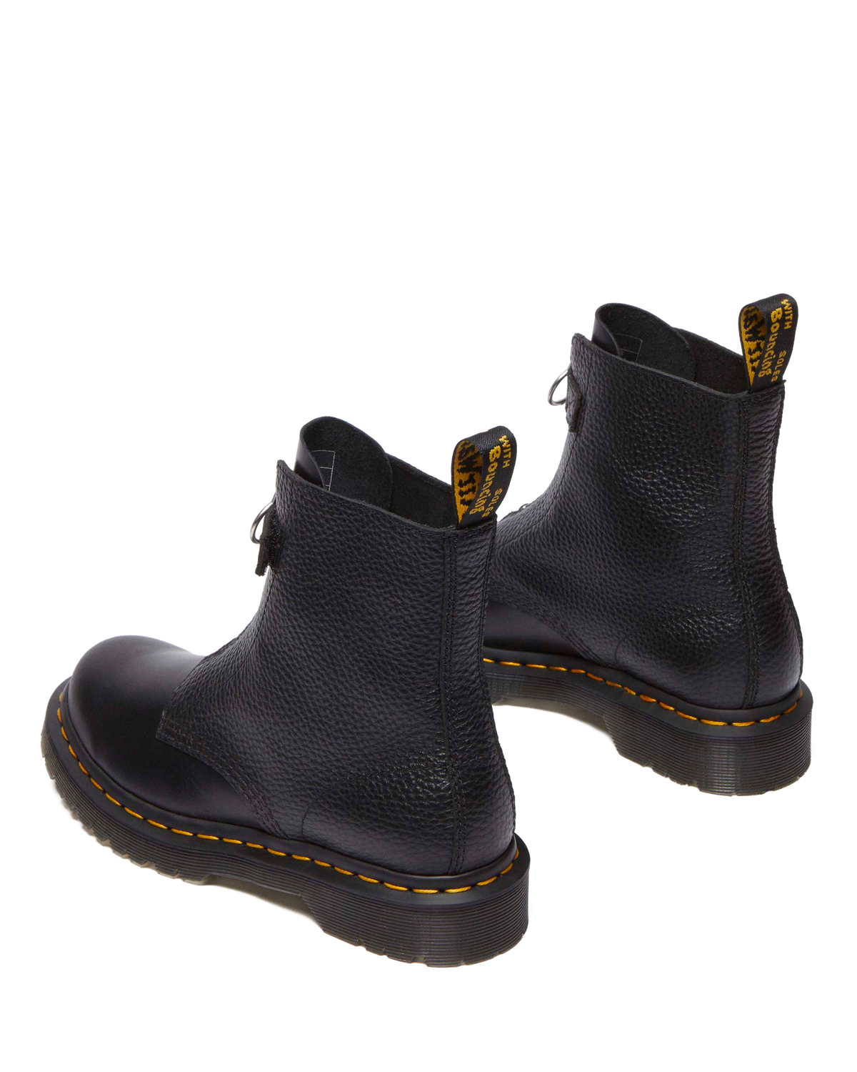 1460  Front Zip Leather Lace Up Boots in Black