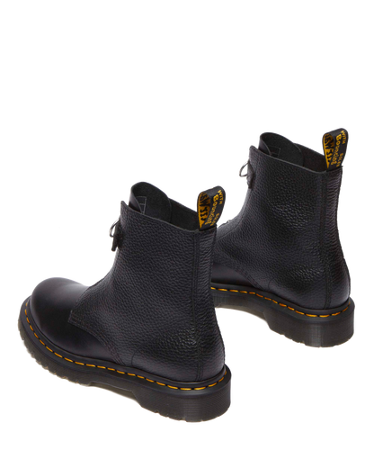 1460  Front Zip Leather Lace Up Boots in Black
