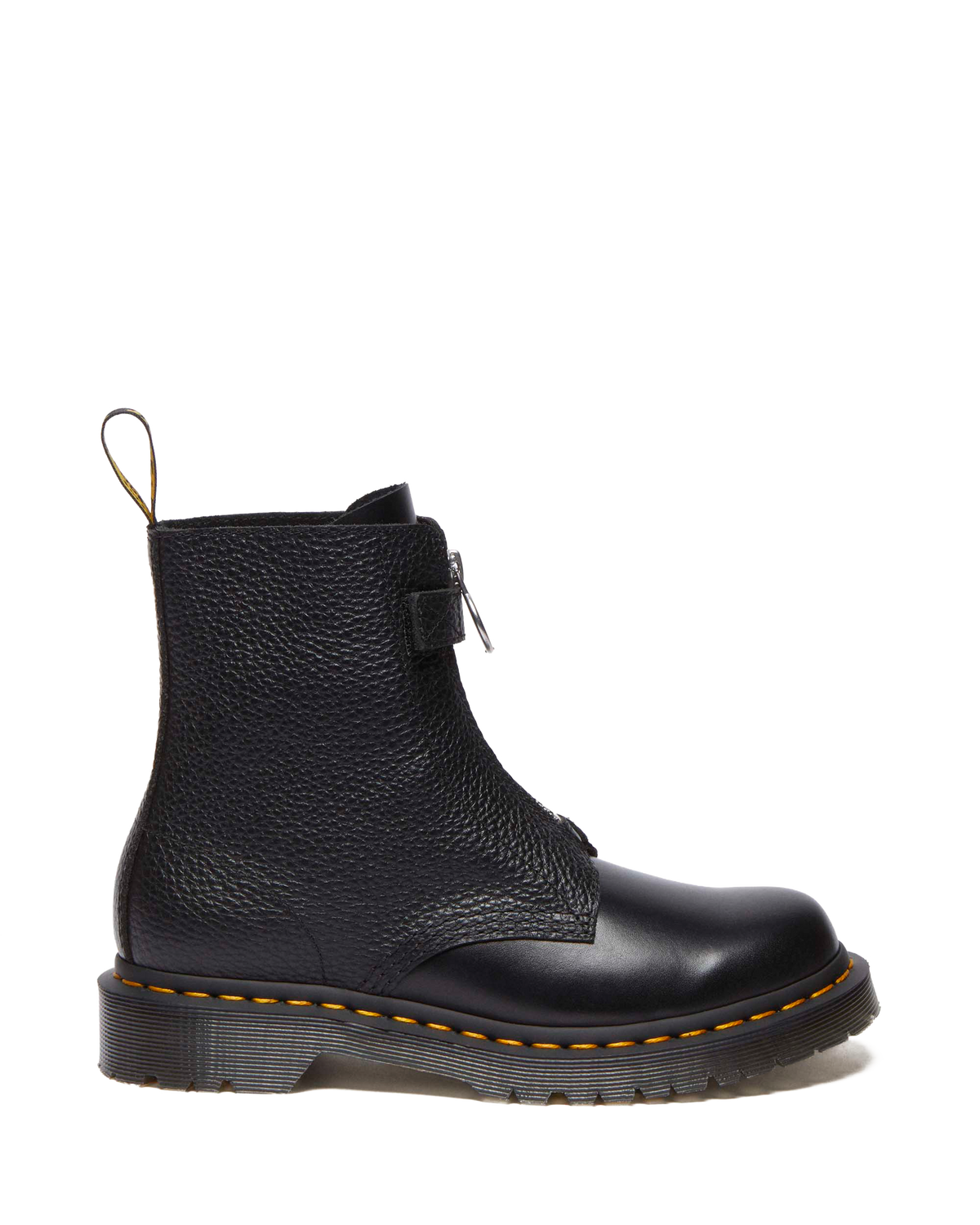 1460  Front Zip Leather Lace Up Boots in Black