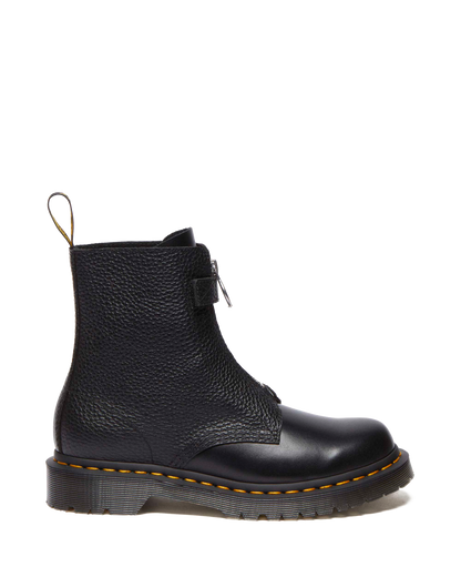 1460  Front Zip Leather Lace Up Boots in Black