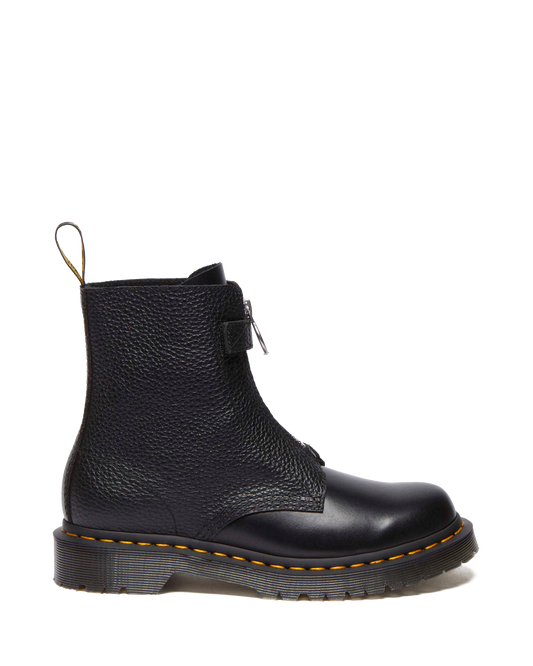 1460  Front Zip Leather Lace Up Boots in Black