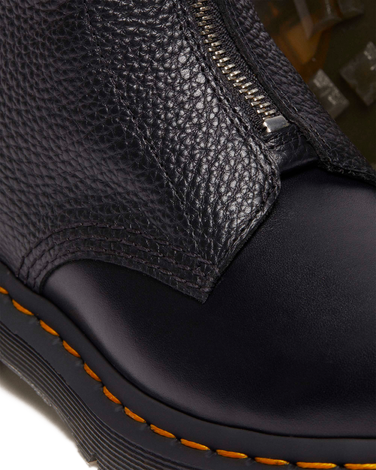 1460  Front Zip Leather Lace Up Boots in Black