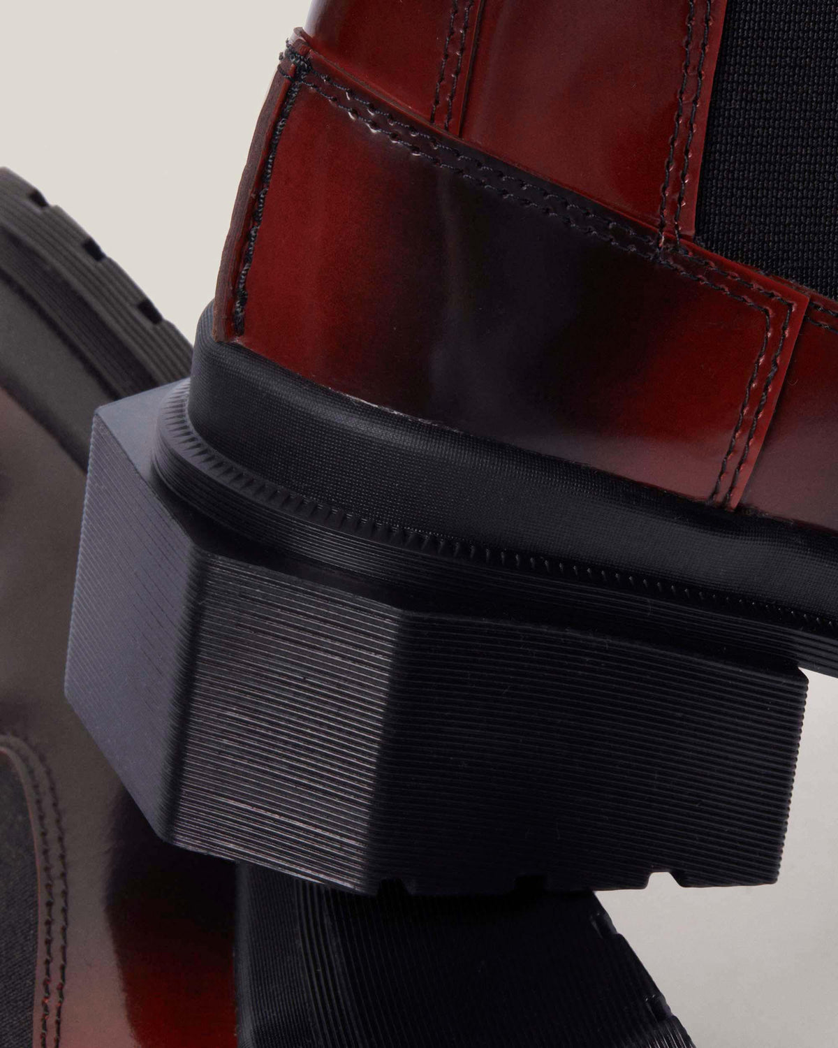 Maybole Square Toe Chelsea Boots in Black+Cherry Red