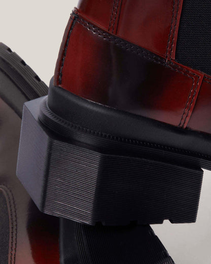 Maybole Square Toe Chelsea Boots in Black+Cherry Red