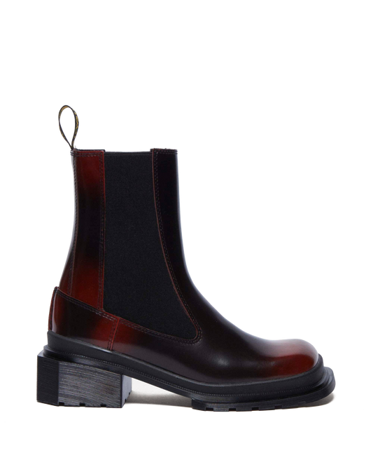Maybole Square Toe Chelsea Boots in Black+Cherry Red