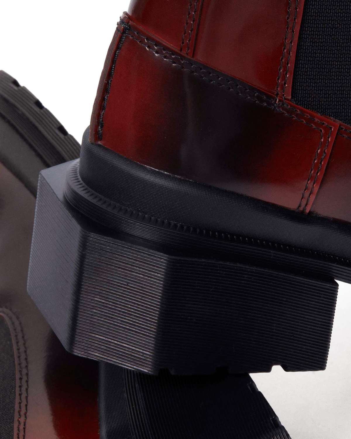 Maybole Square Toe Chelsea Boots in Black+Cherry Red