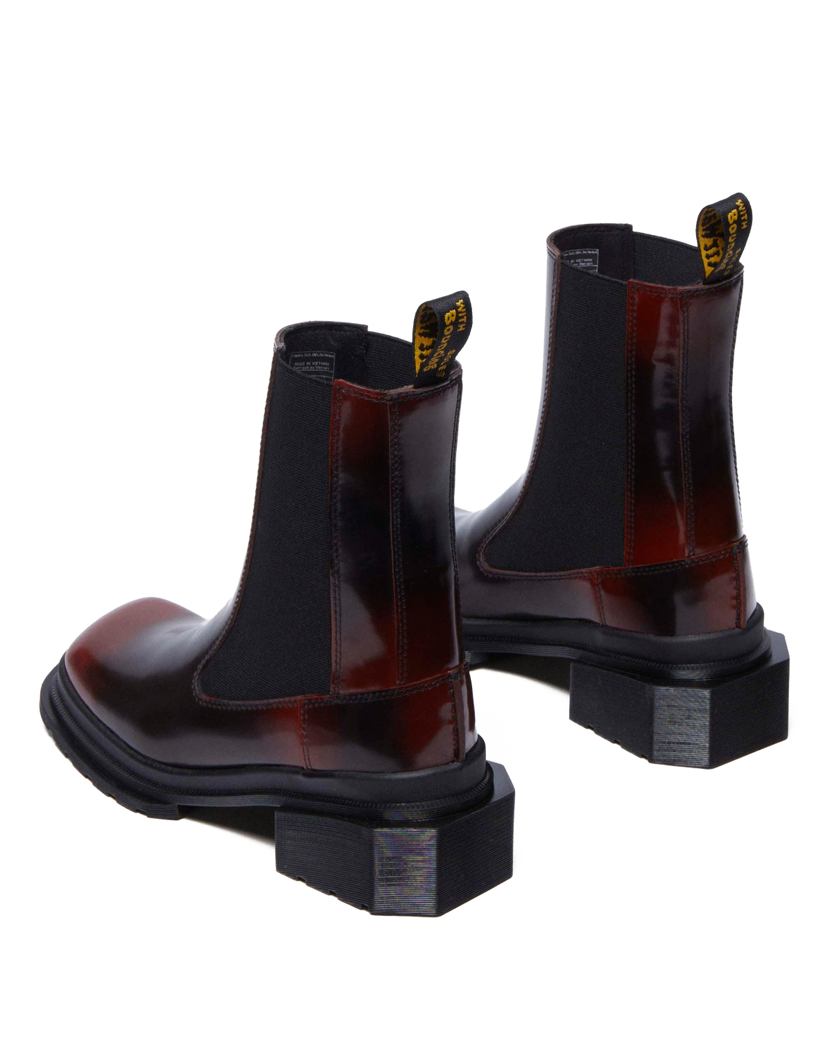 Maybole Square Toe Chelsea Boots in Black+Cherry Red