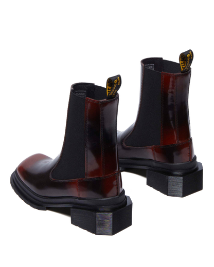 Maybole Square Toe Chelsea Boots in Black+Cherry Red