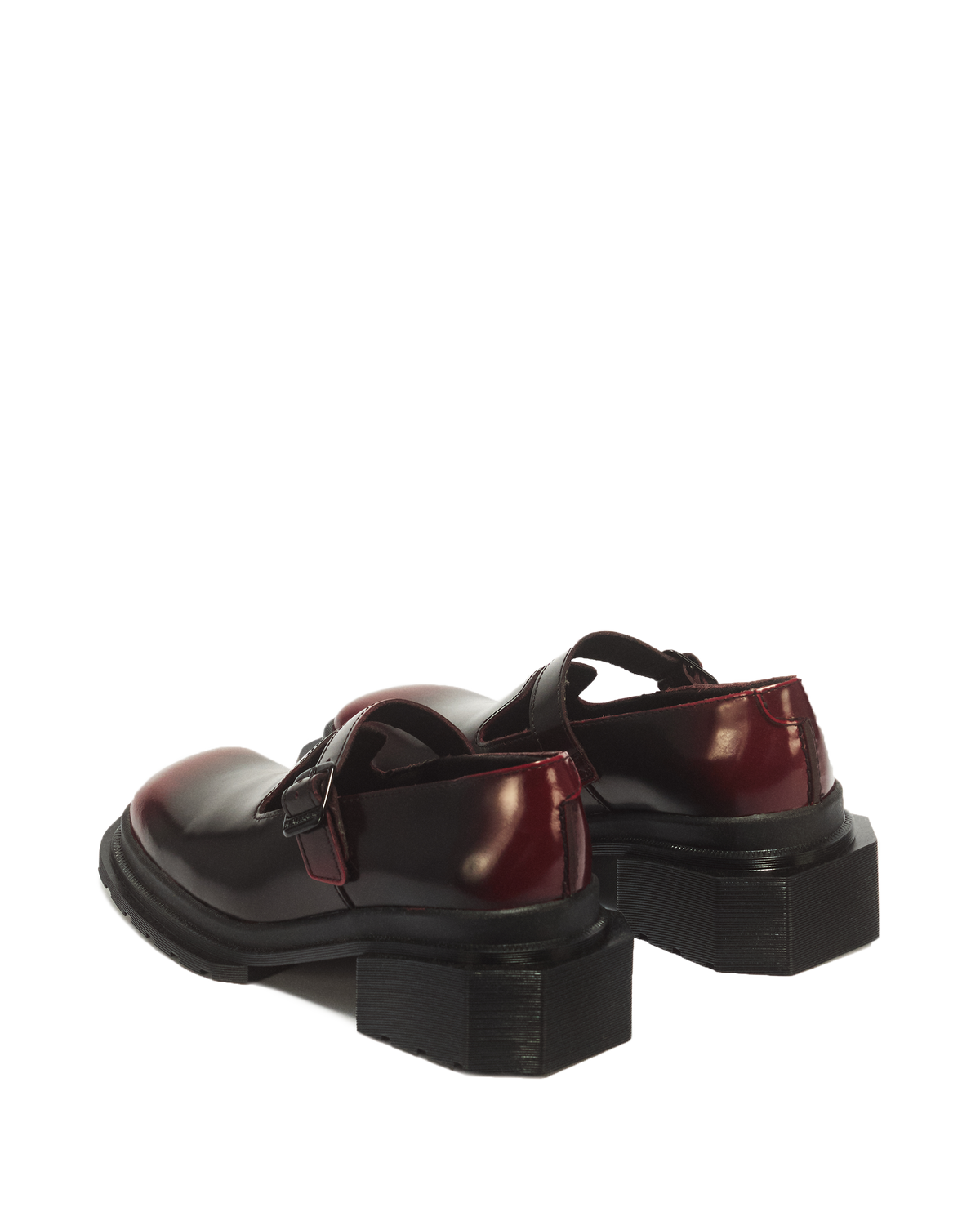 Maybole Square Toe Mary Jane Shoes in Black+Cherry Red