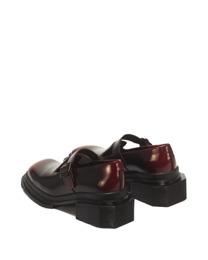 Maybole Square Toe Mary Jane Shoes in Black+Cherry Red