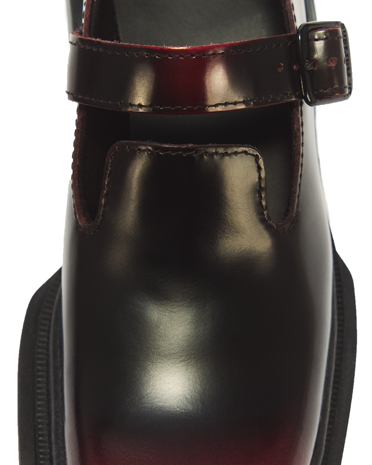 Maybole Square Toe Mary Jane Shoes in Black+Cherry Red