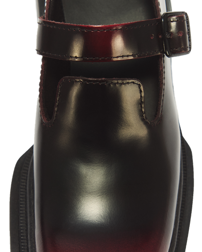 Maybole Square Toe Mary Jane Shoes in Black+Cherry Red