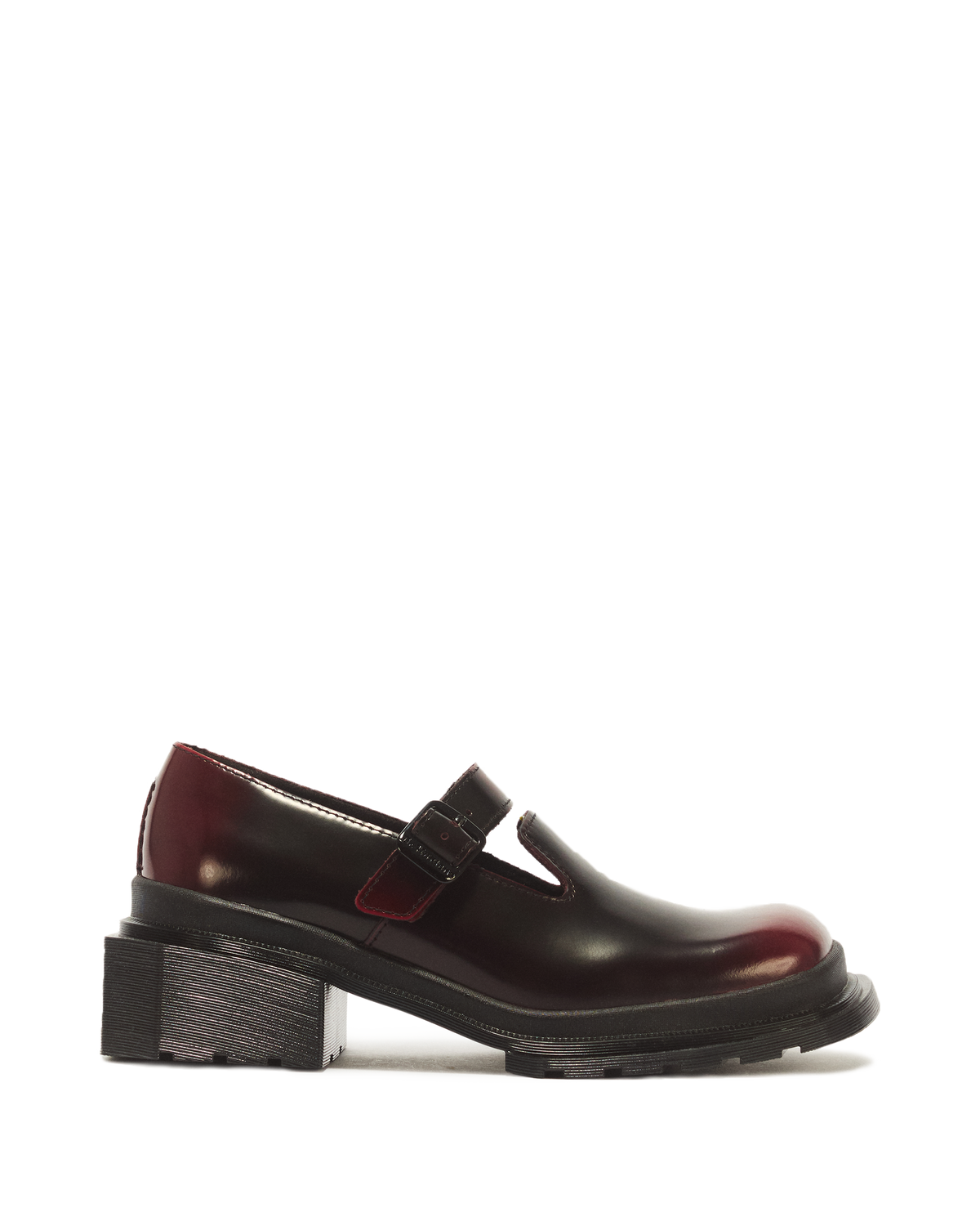 Maybole Square Toe Mary Jane Shoes in Black+Cherry Red