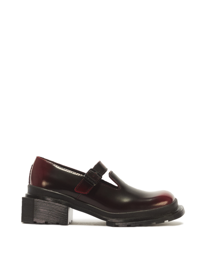 Maybole Square Toe Mary Jane Shoes in Black+Cherry Red