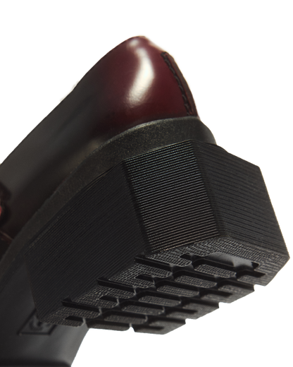 Maybole Square Toe Mary Jane Shoes in Black+Cherry Red