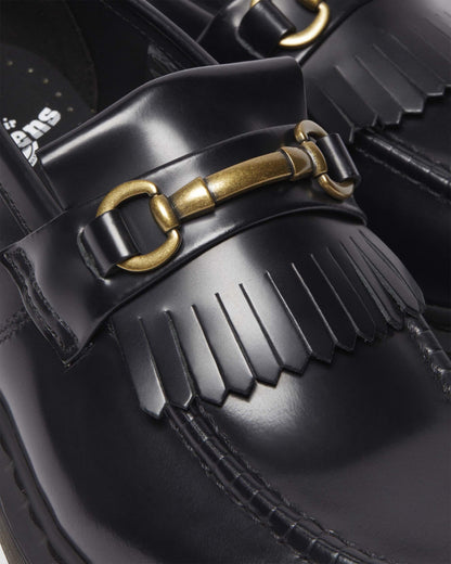 Adrian Snaffle Smooth Leather Kiltie Loafers in Black