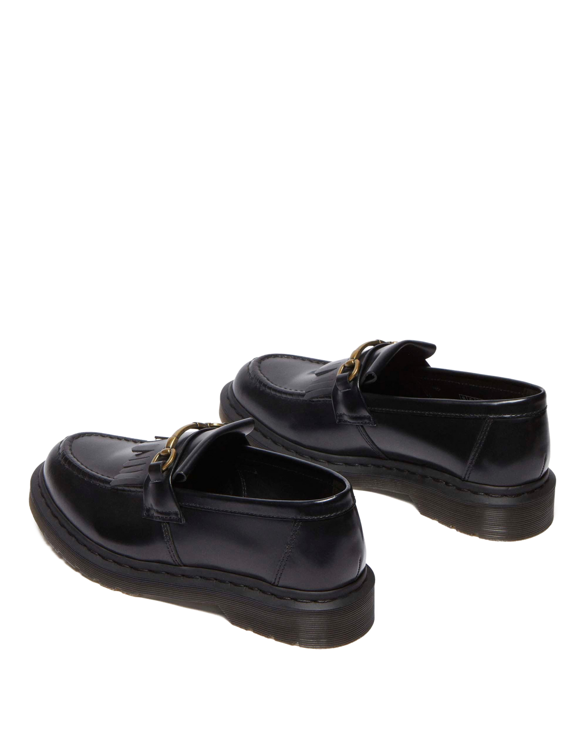 Adrian Snaffle Smooth Leather Kiltie Loafers in Black
