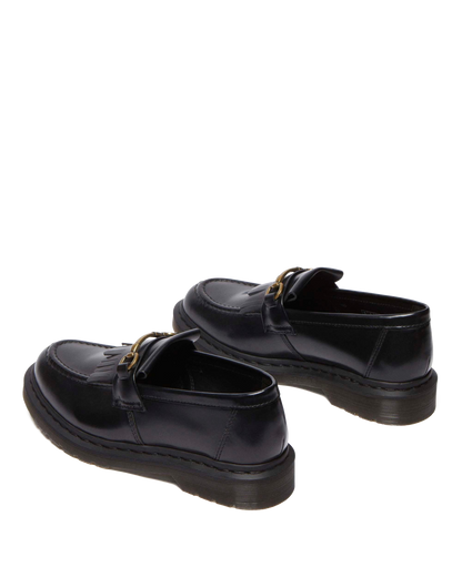 Adrian Snaffle Smooth Leather Kiltie Loafers in Black