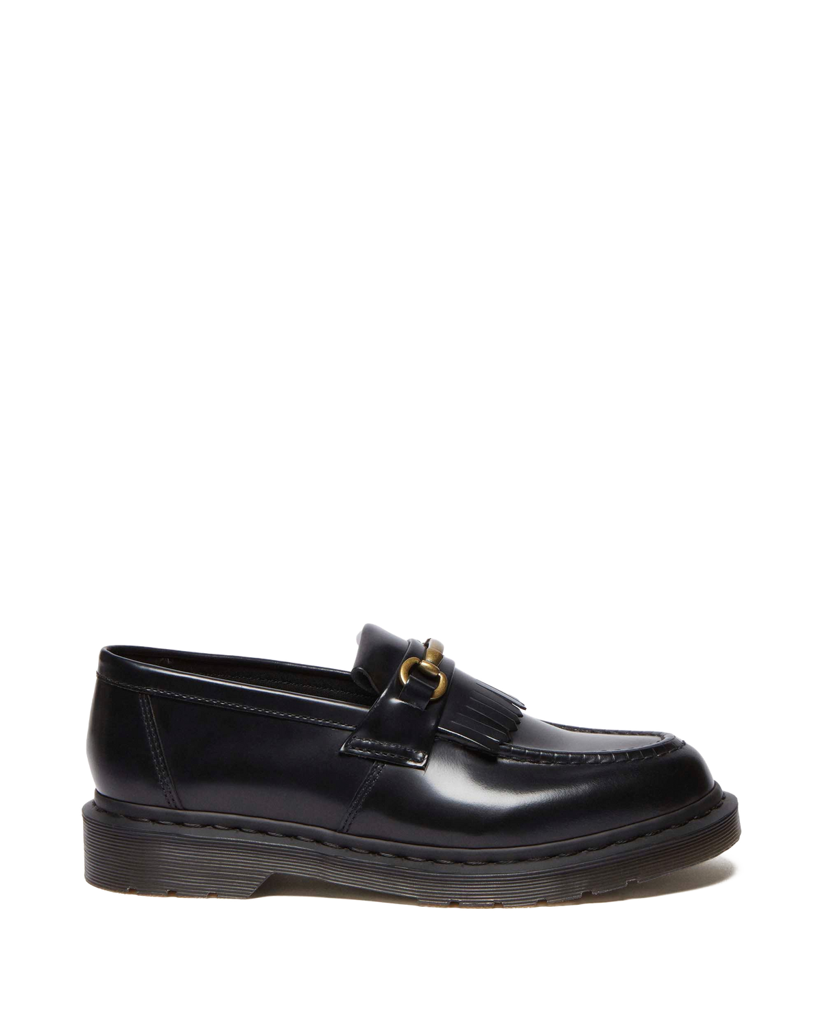 Adrian Snaffle Smooth Leather Kiltie Loafers in Black