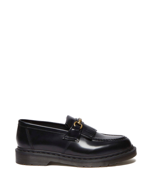 Adrian Snaffle Smooth Leather Kiltie Loafers in Black