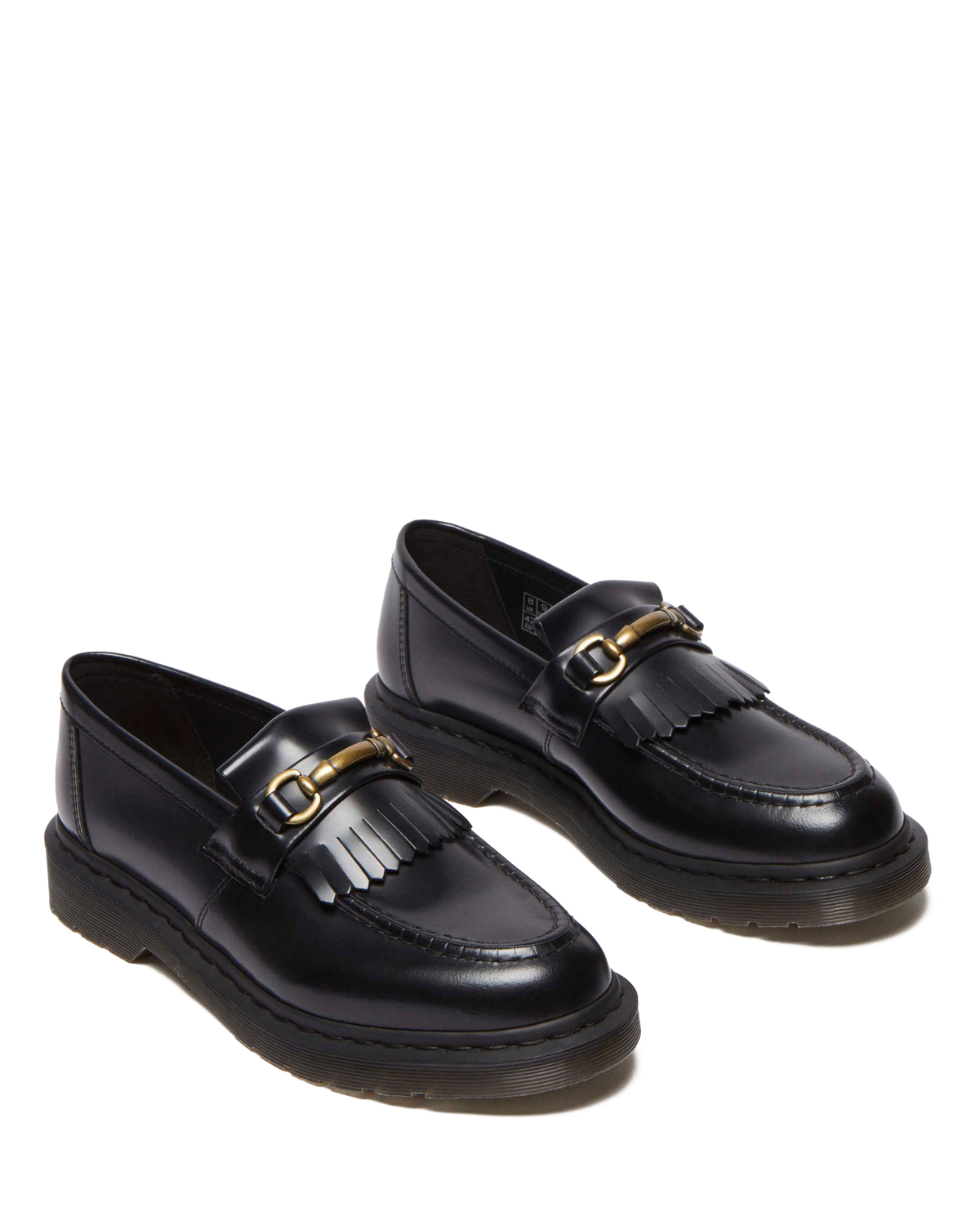 Adrian Snaffle Smooth Leather Kiltie Loafers in Black