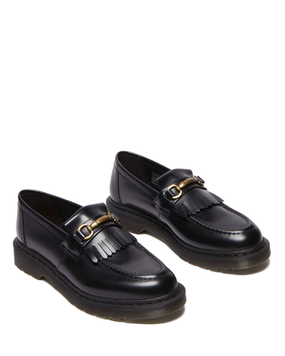 Adrian Snaffle Smooth Leather Kiltie Loafers in Black