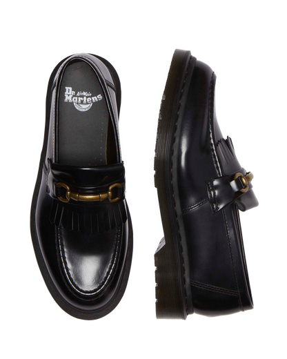 Adrian Snaffle Smooth Leather Kiltie Loafers in Black