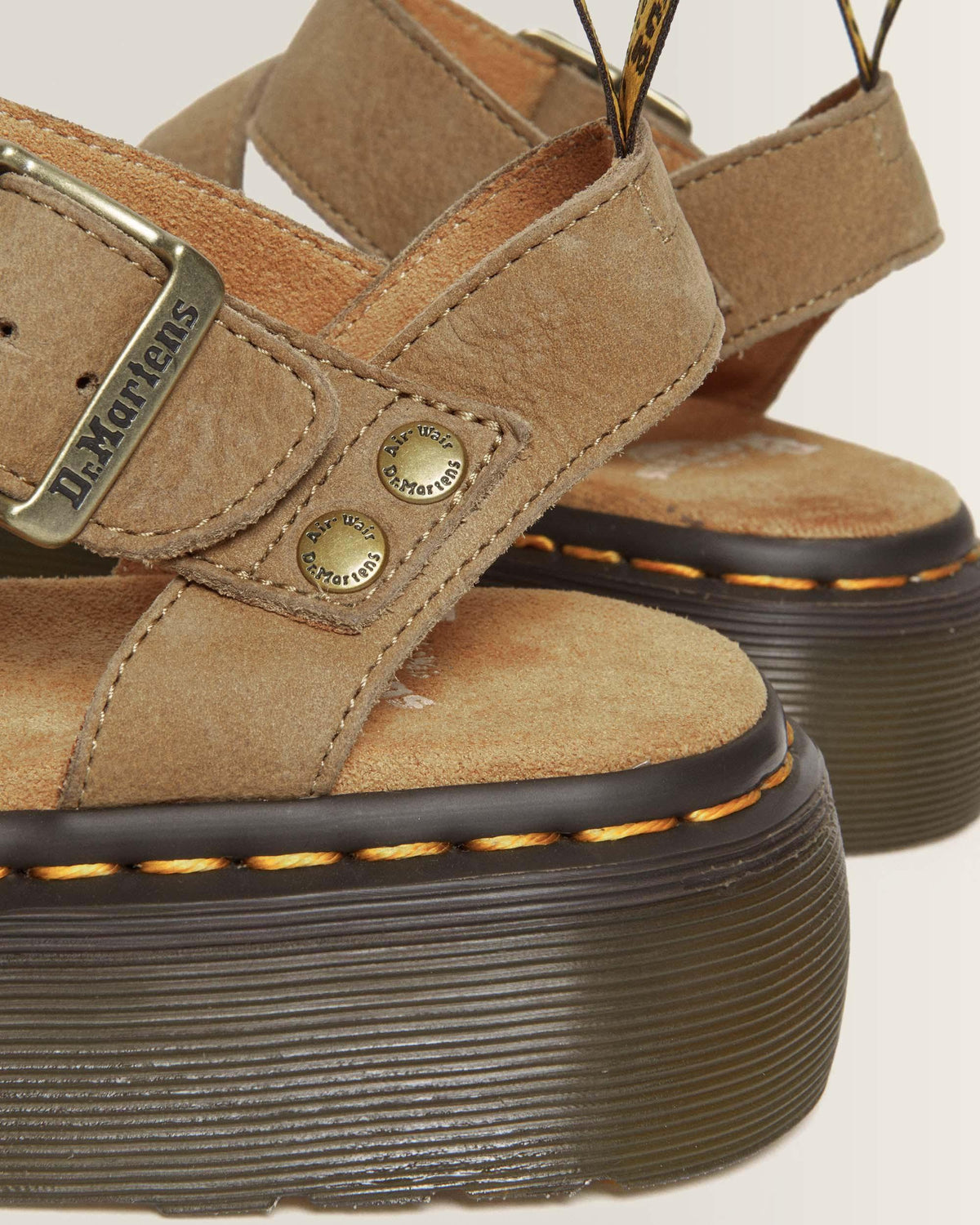 Gryphon Tumbled Nubuck Leather Platform Sandals in Savannah Tan