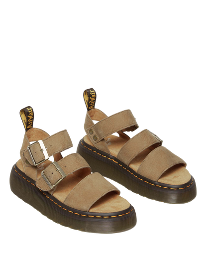 Gryphon Tumbled Nubuck Leather Platform Sandals in Savannah Tan