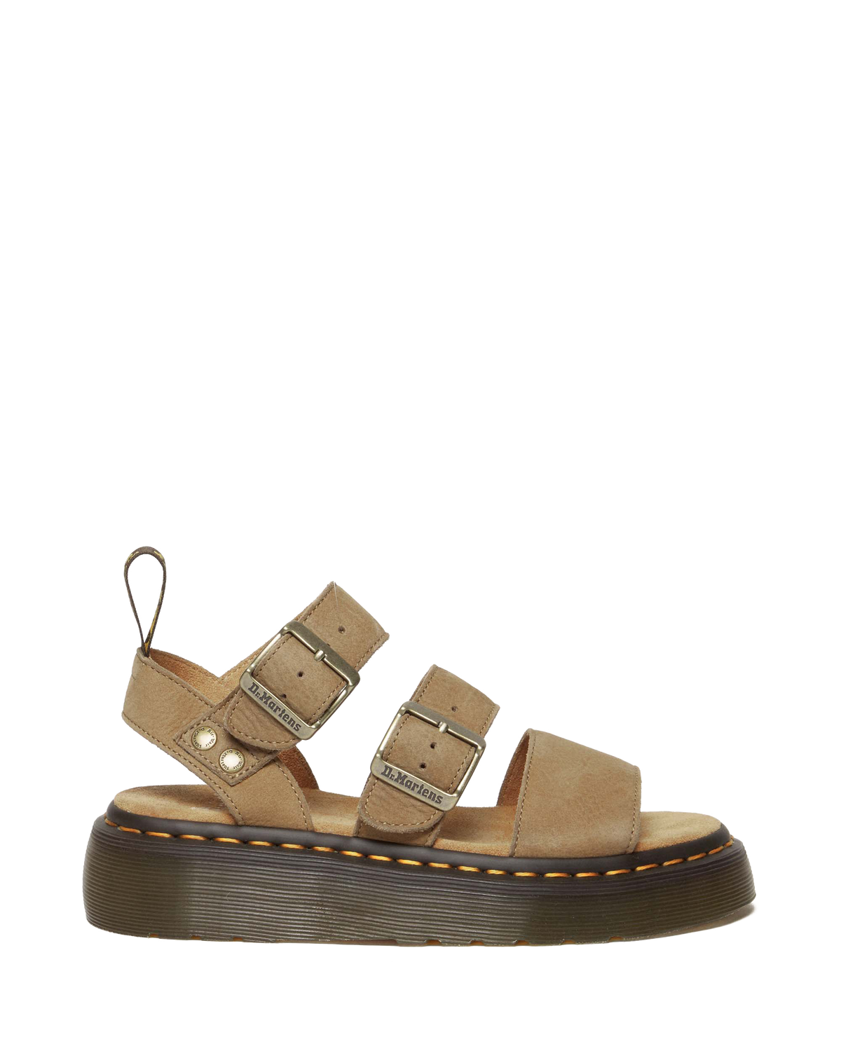 Gryphon Tumbled Nubuck Leather Platform Sandals in Savannah Tan