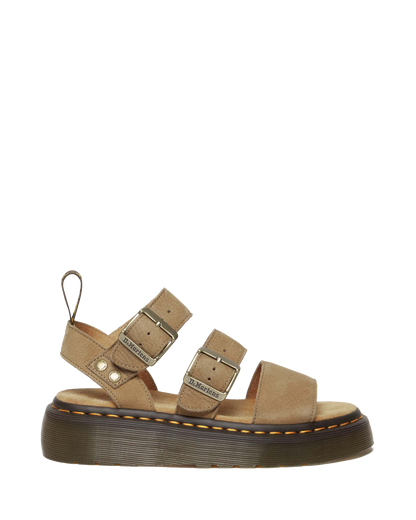 Gryphon Tumbled Nubuck Leather Platform Sandals in Savannah Tan
