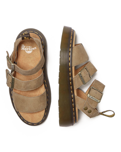 Gryphon Tumbled Nubuck Leather Platform Sandals in Savannah Tan