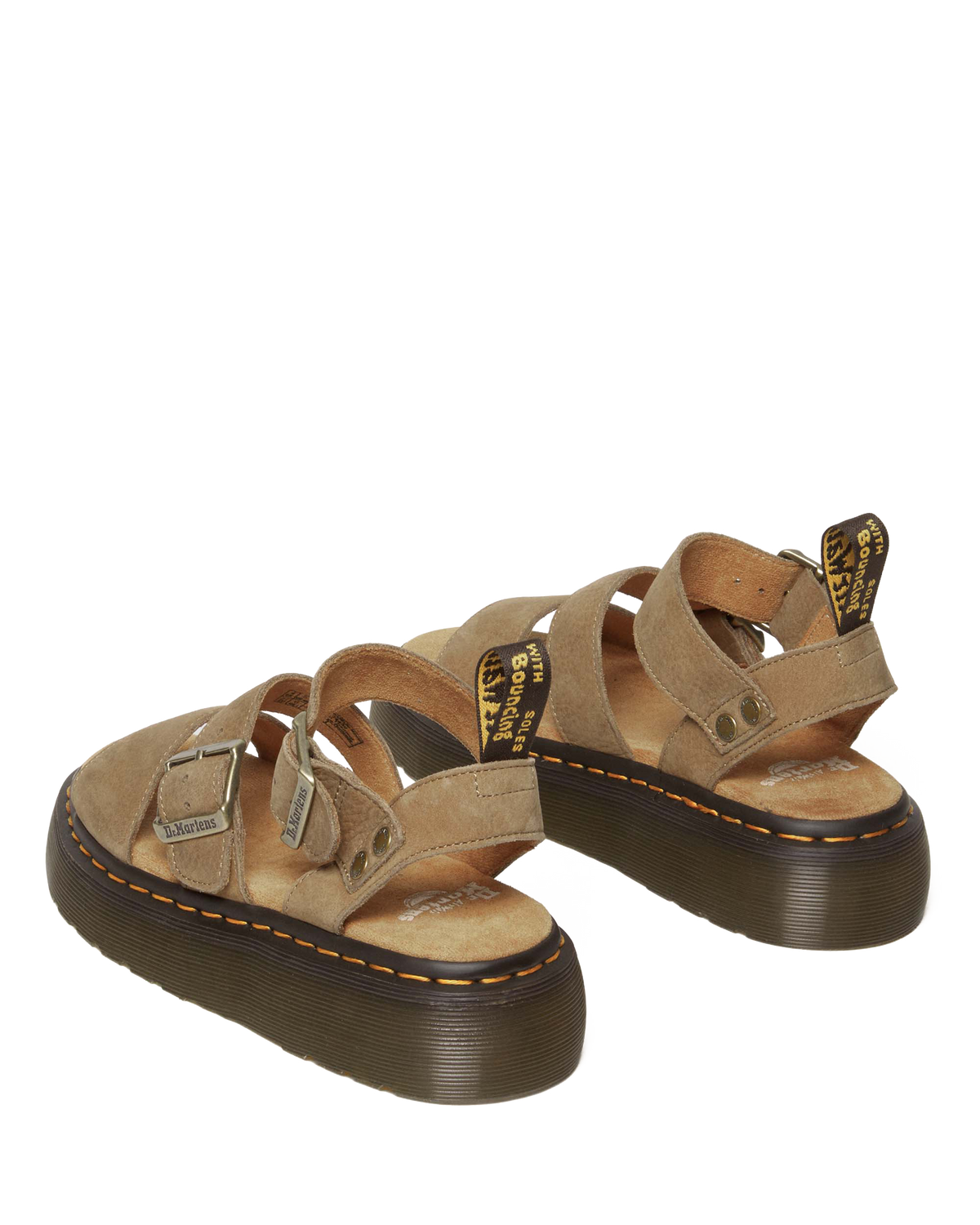 Gryphon Tumbled Nubuck Leather Platform Sandals in Savannah Tan