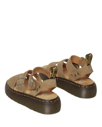 Gryphon Tumbled Nubuck Leather Platform Sandals in Savannah Tan