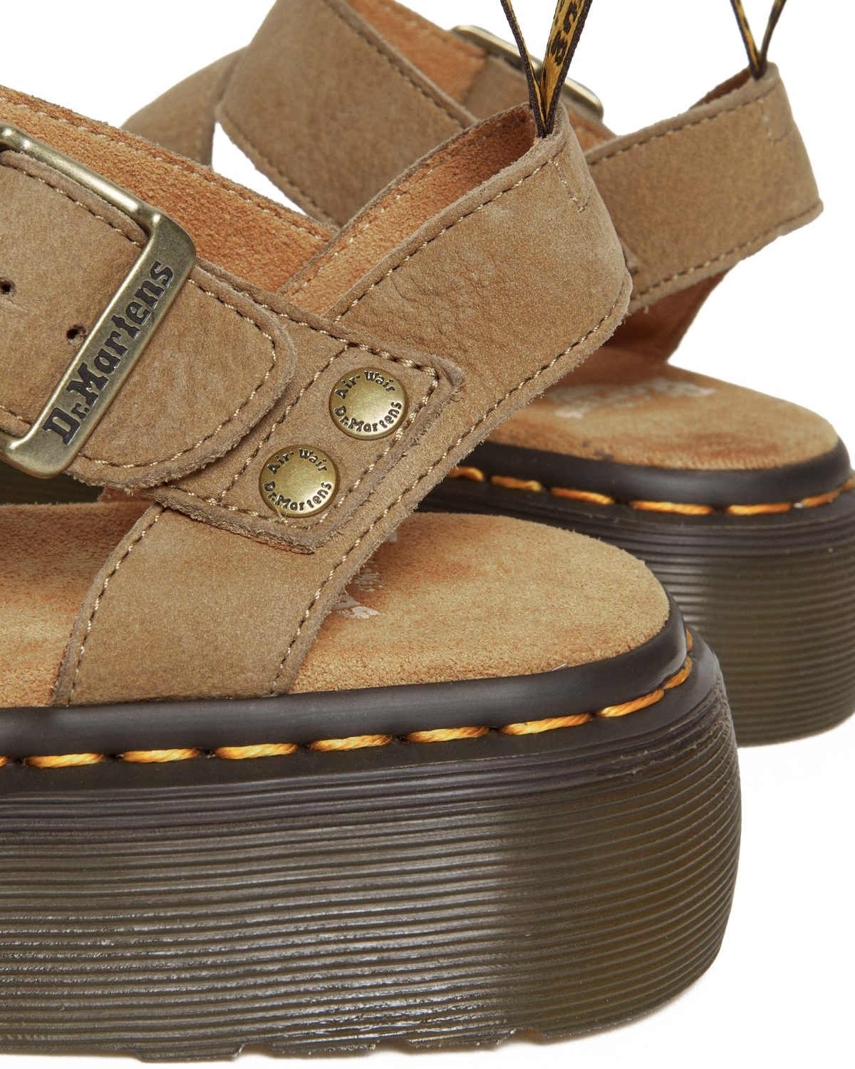 Gryphon Tumbled Nubuck Leather Platform Sandals in Savannah Tan
