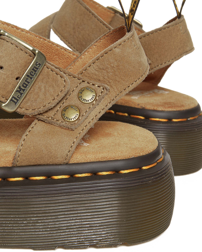 Gryphon Tumbled Nubuck Leather Platform Sandals in Savannah Tan