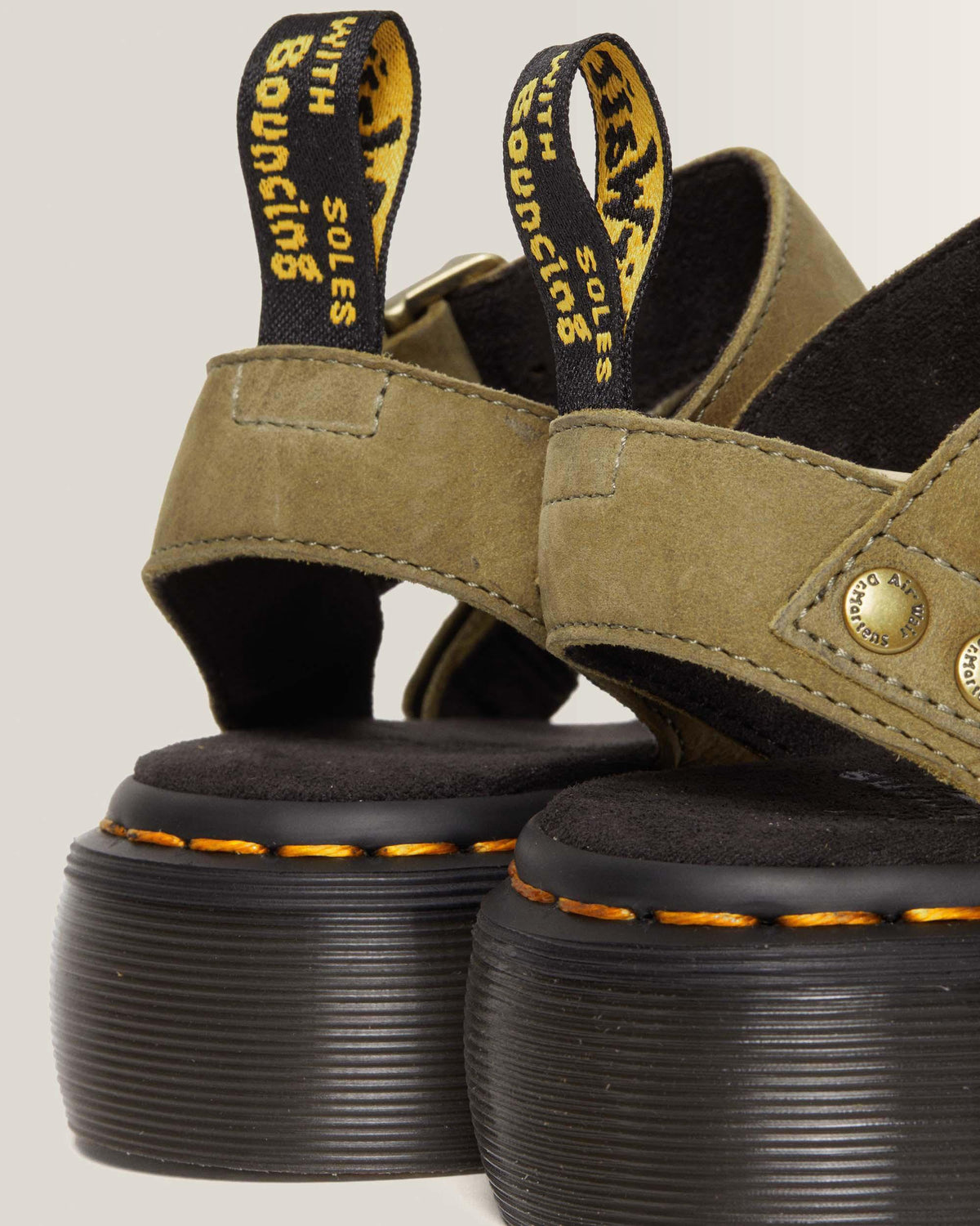 Gryphon Tumbled Nubuck Leather Platform Sandals in Muted Olive
