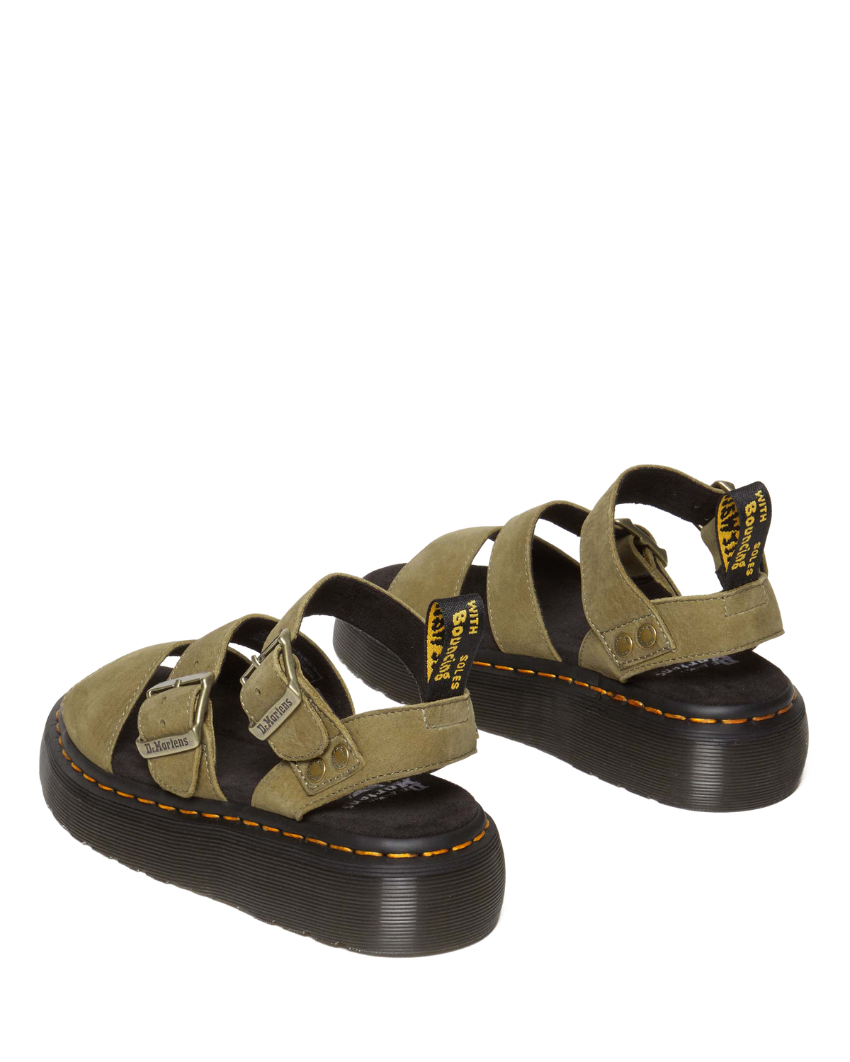 Gryphon Tumbled Nubuck Leather Platform Sandals in Muted Olive