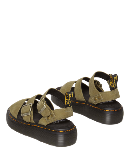 Gryphon Tumbled Nubuck Leather Platform Sandals in Muted Olive