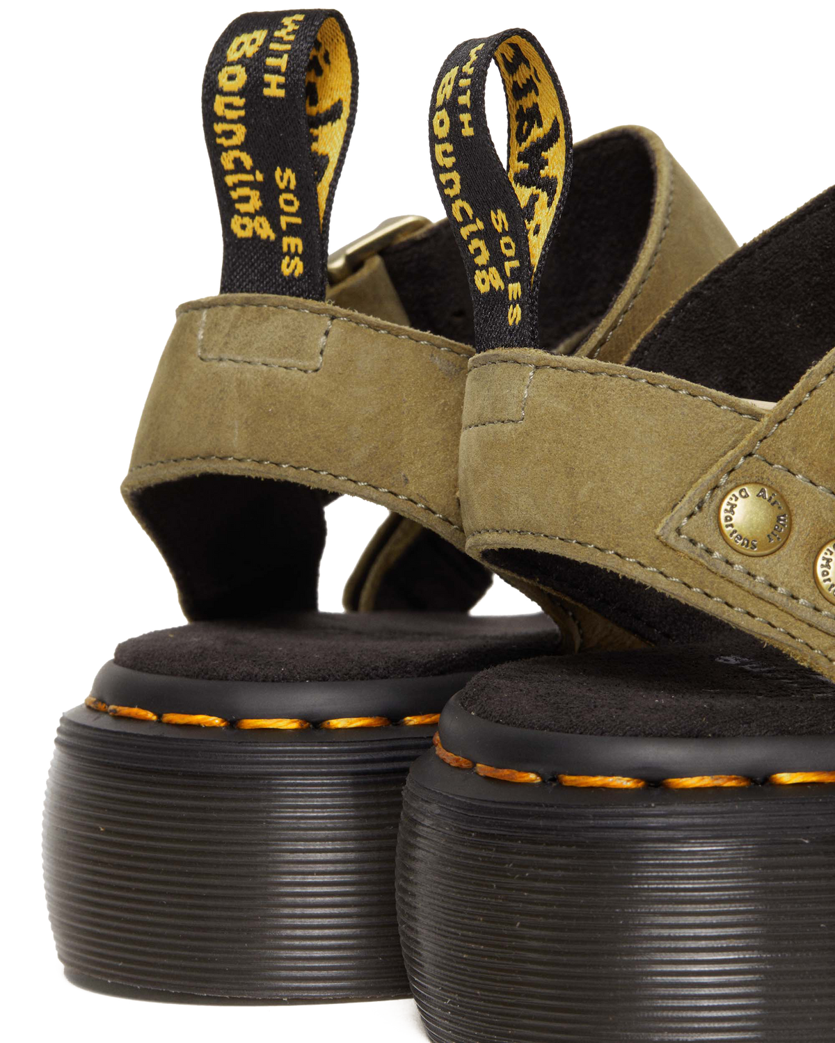 Gryphon Tumbled Nubuck Leather Platform Sandals in Muted Olive