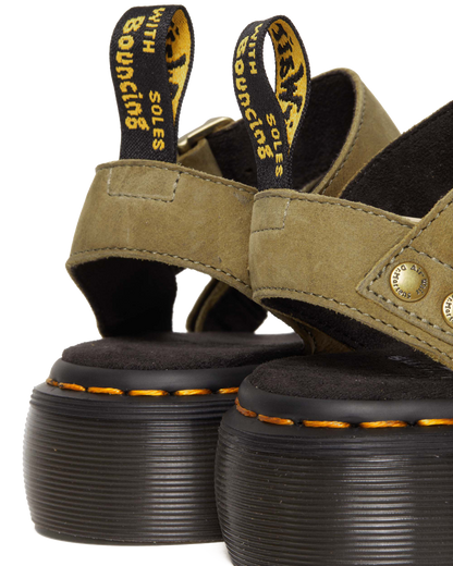 Gryphon Tumbled Nubuck Leather Platform Sandals in Muted Olive