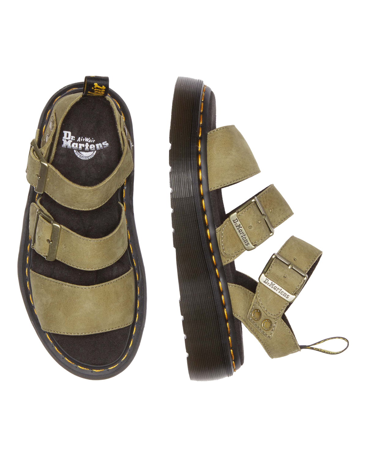 Gryphon Tumbled Nubuck Leather Platform Sandals in Muted Olive