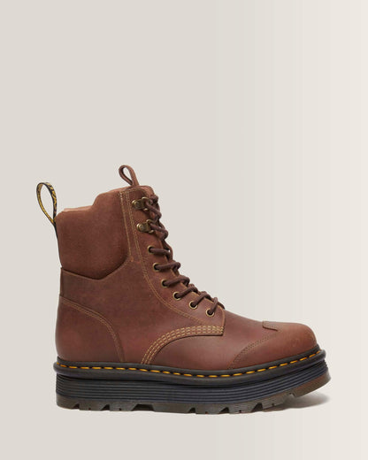Zebzag 8 Ties Burnish Waxy Lace Up Boots in Tan
